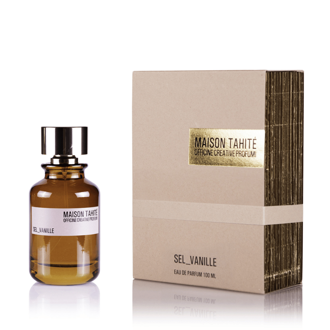 Maison Tahité Sel_Vanille Eau de Parfum – Flakon neben der Box, elegante Präsentation eines charaktervollen Nischenparfums bei scent amor