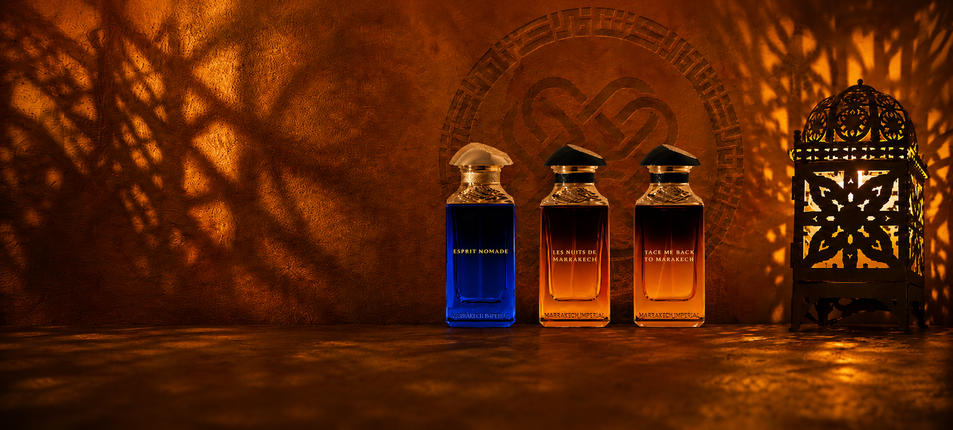 Marrakech Imperial Extrait de Papier mit Esprit Nomade, Les Nuits de Marrakech und Take me Back to Marrkech bei scent amor vor orientalischen Stilleben.
