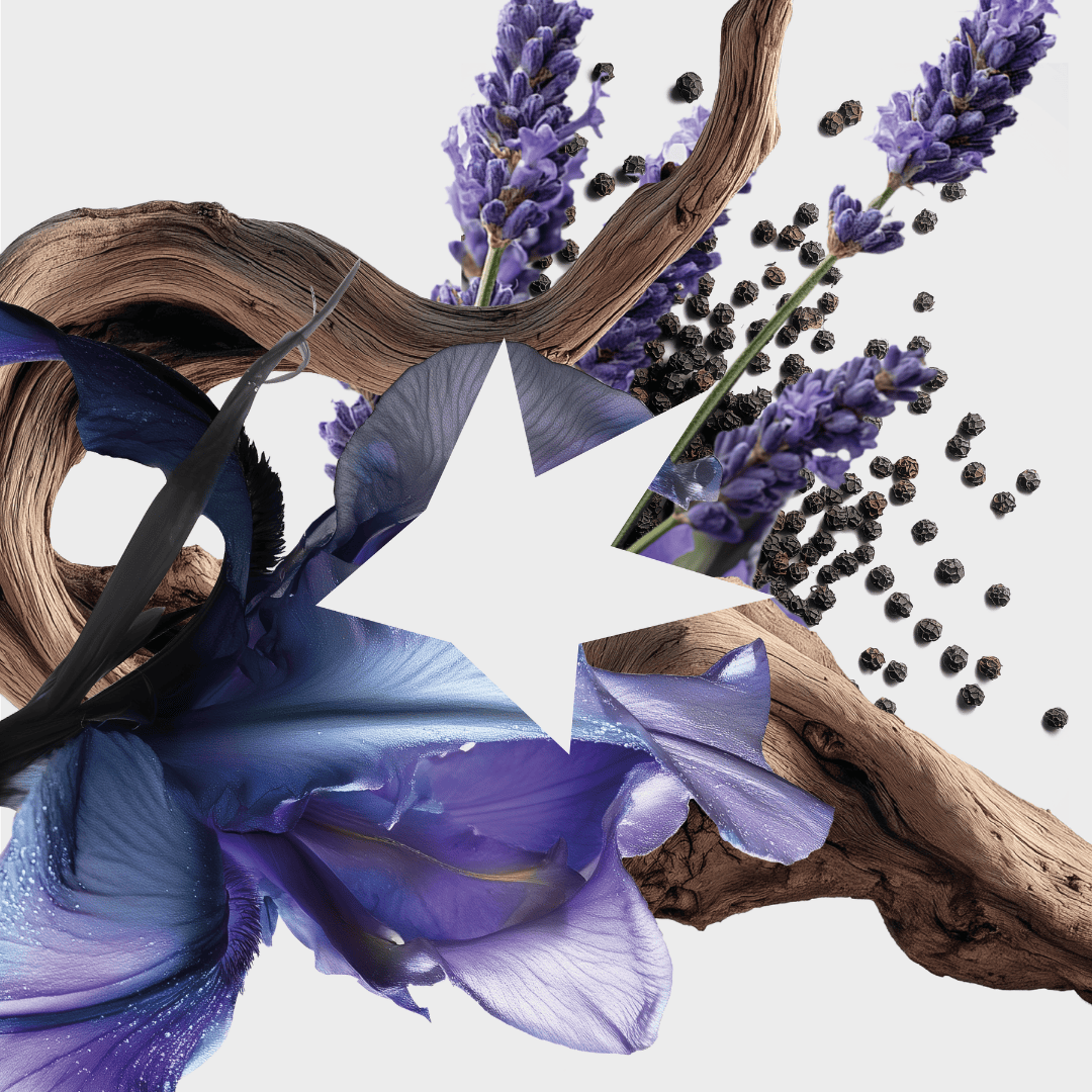 Mayhap Eveil Elementaire Eau de Parfum, Komposition aus Iris, Lavendel und schwarzem Pfeffer auf holzigen Noten, elegant, würzig und floral, erhältlich bei scent amor.