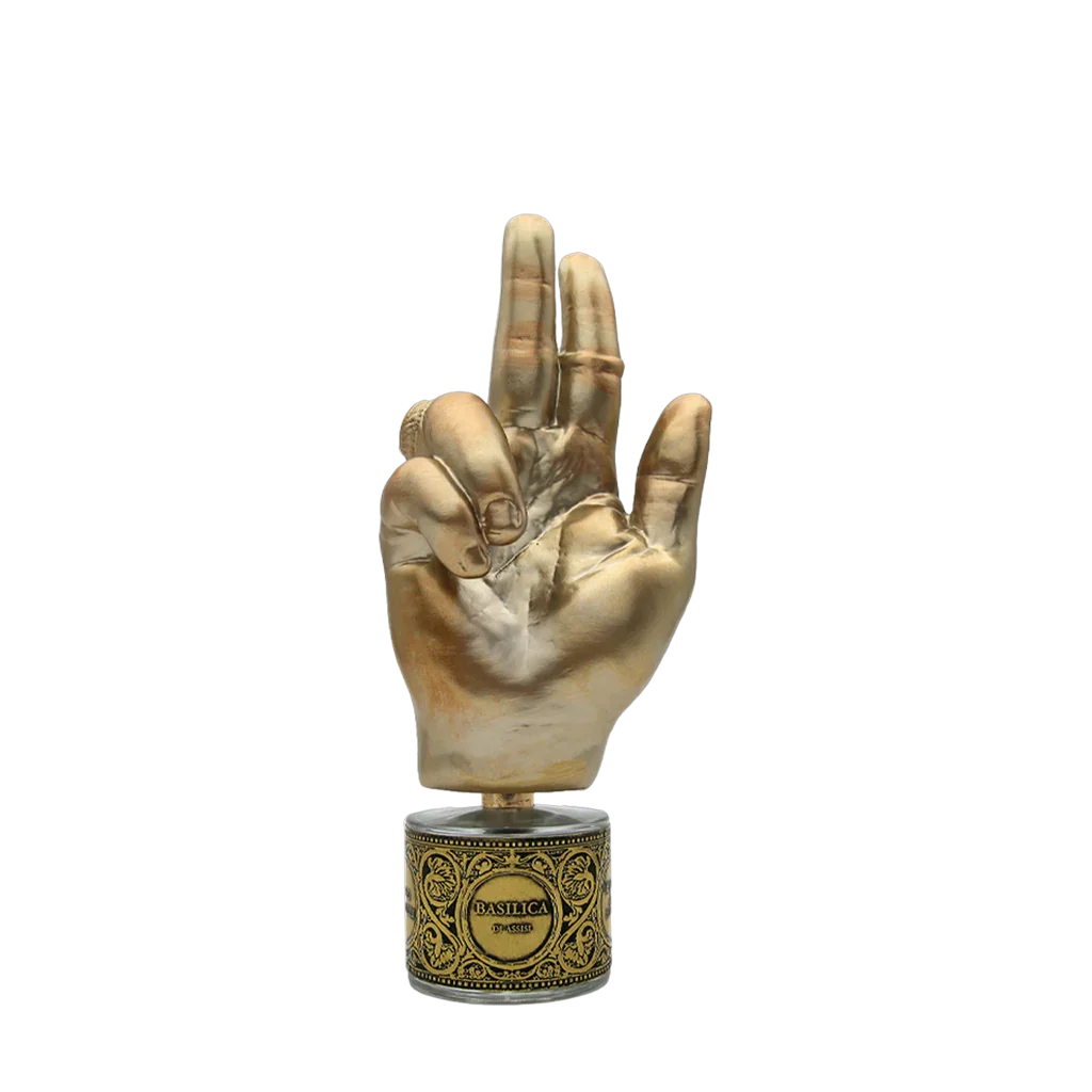 Filippo Sorcinelli MEMENTO BASILICA DI ASSISI Extrait de Parfum freigestellter Flakon frontal scent amor