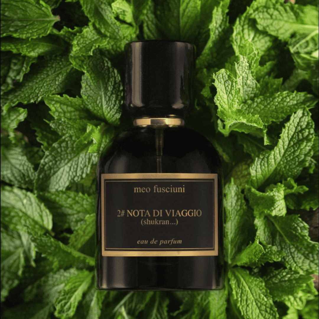 Meo Fusciuni 2# Nota di Viaggio (Shukran…) Eau de Parfum in einer grünen, frischen Duftstimmung mit Minzblättern, erhältlich bei scent amor.
