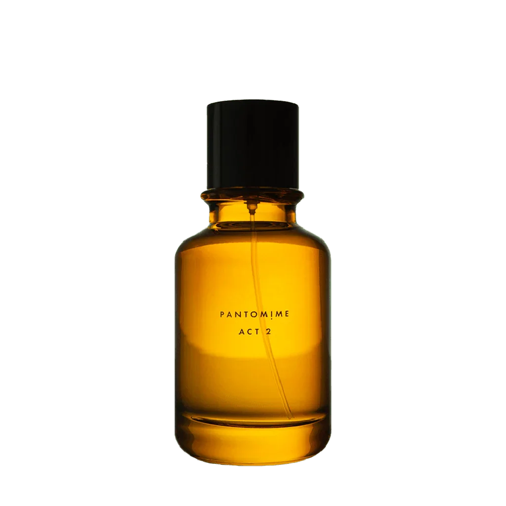 Flakon von Pantomime ACT II Eau de Parfum mit minimalistischem, klarem Design und transparenter Duftflüssigkeit