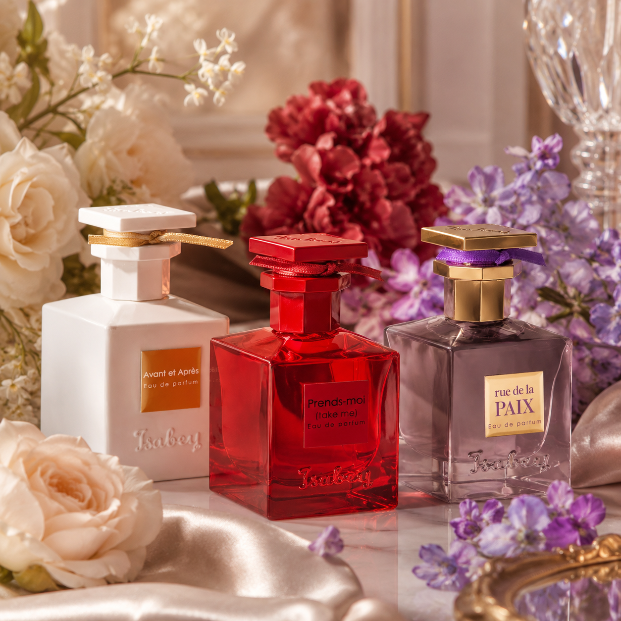 isabey parfum flakons mood picture mit blüten