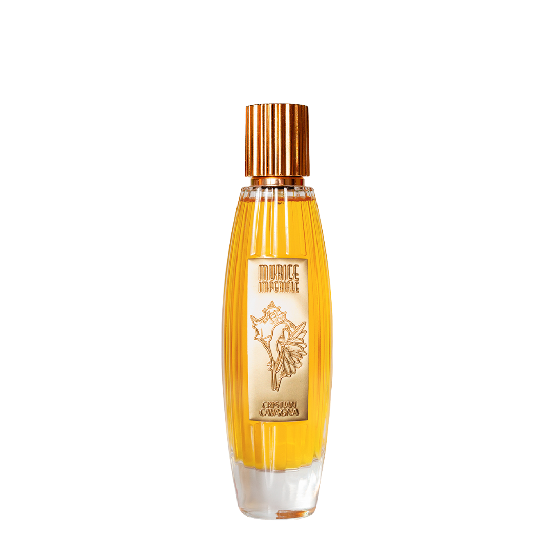 Ein eleganter Duftmoment: Murice Imperiale von Cristian Cavagna, hochwertiges Extrait de Parfum auf transparentem Hintergrund - bei scent amor