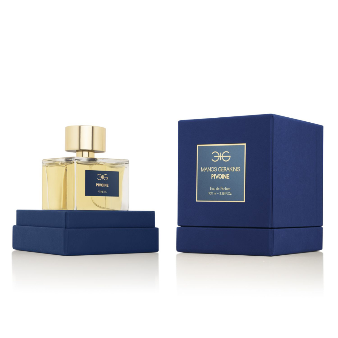 Pivoine Eau de Parfum von Manos Gerakinis bei scent amor - eleganter Duft in geöffneter Box neben geschlossener Box