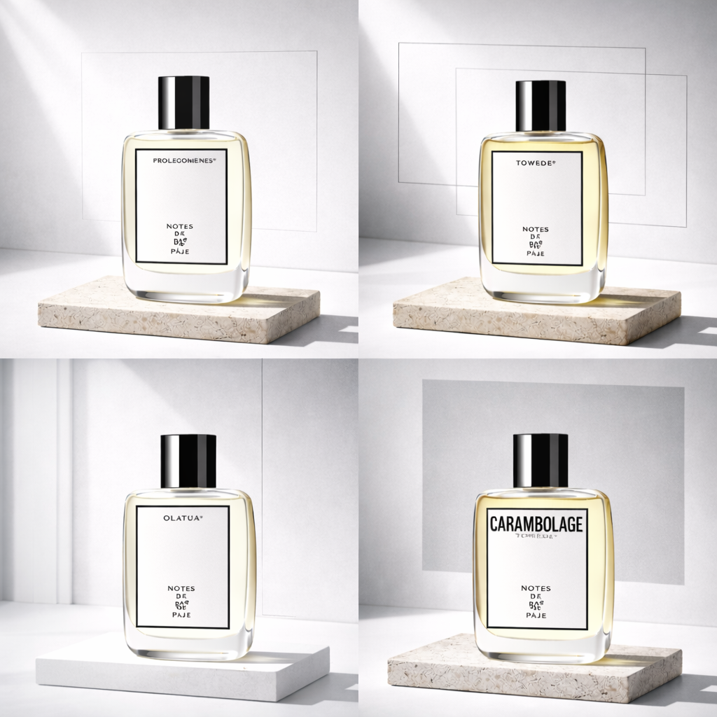 Notes de Bas de Paje Nischendüfte Kollektion mit allen 4 Düften bei scent amor Deinem Fachmann für feine Nischenparfums