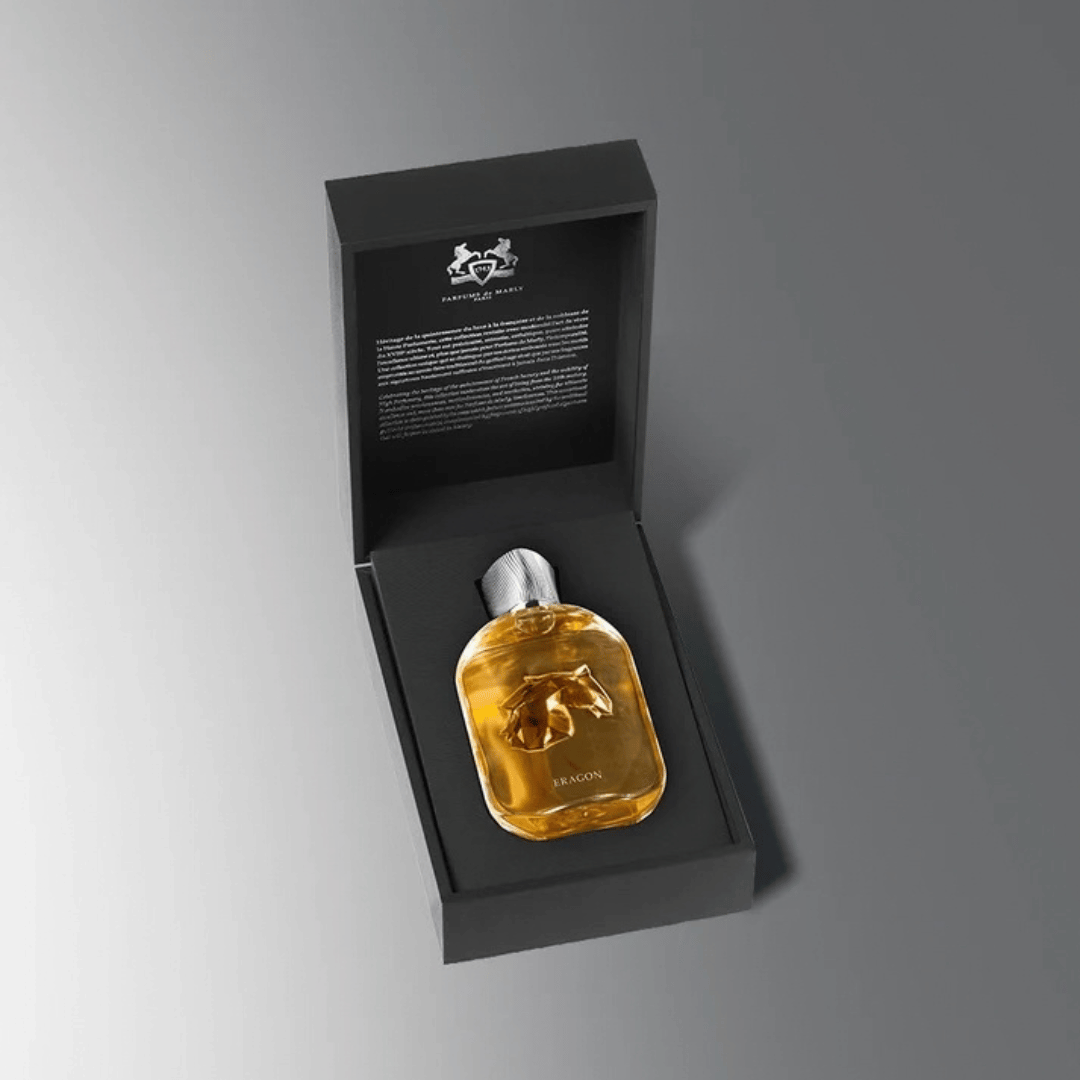 Parfums de Marly ERAGON Extrait de Parfum – Les Extraits Nischenduft Flakon in der schwarzen edlen Box präsentiert bei scent amor deinem Fachmann für Nischenparfum