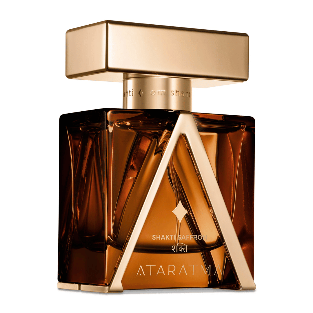 Ataratma SHAKTI SAFFRON Extrait de Parfum Nischenduft Flakon schräg fotografiert für scent amor dem Fachmann für Nischenparfum