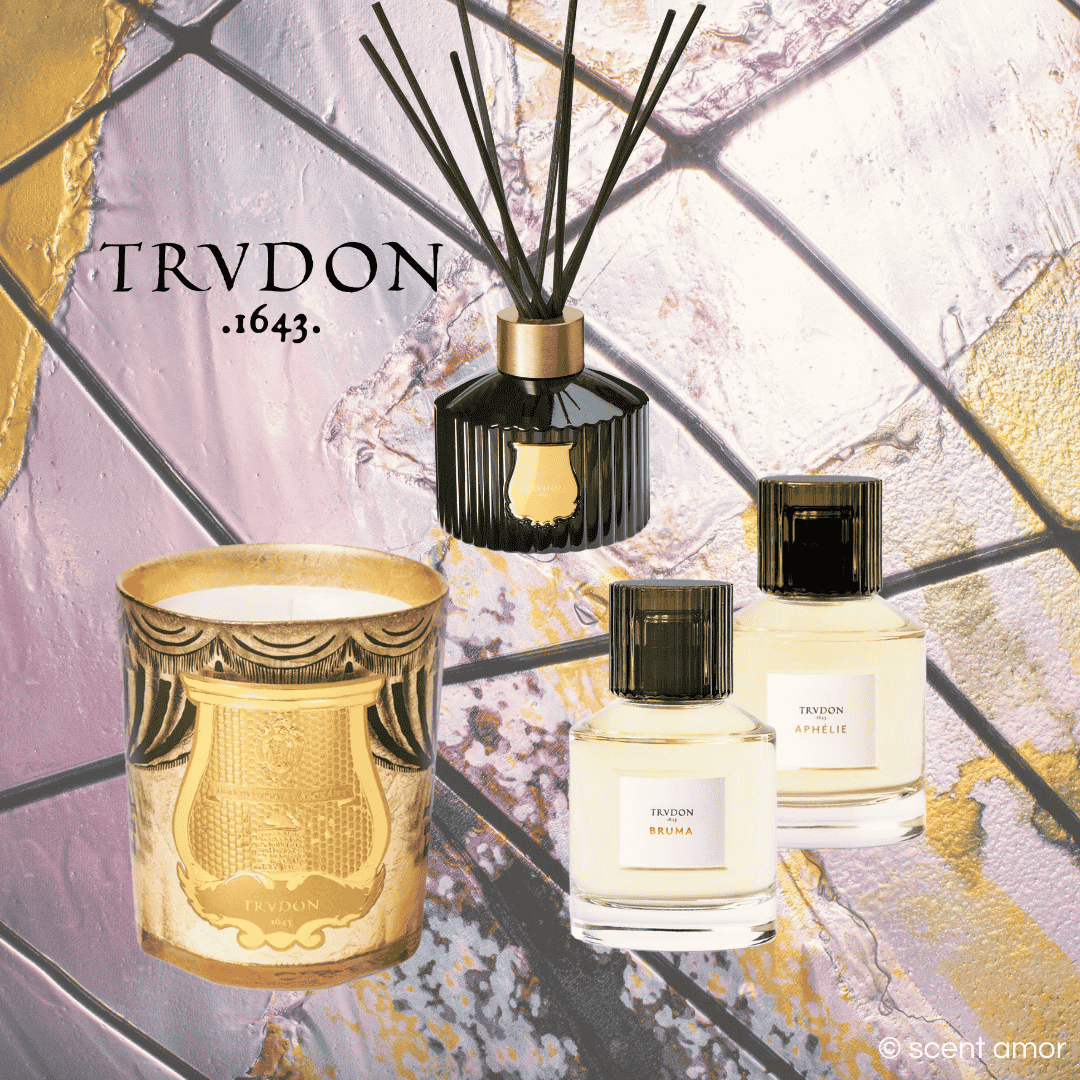 Trudon Kollage mit Duftkerze Diffuser und den beiden Nischenduft Flakons Bruma und Aphelie präsentiert bei scent amor 