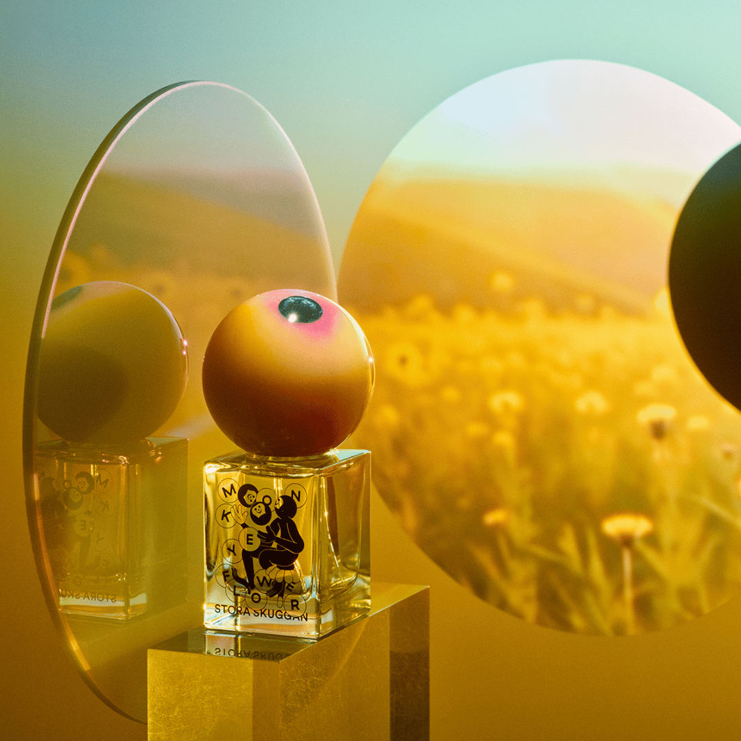 Stora Skuggan Monkey Flower im Spiegel mit gelben Blüten bei scent amor