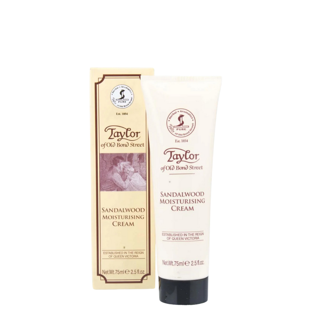 Taylor of old Bond Street Sandelholz Feuchtigkeitscreme freigestellt Tube mit Umverpackung