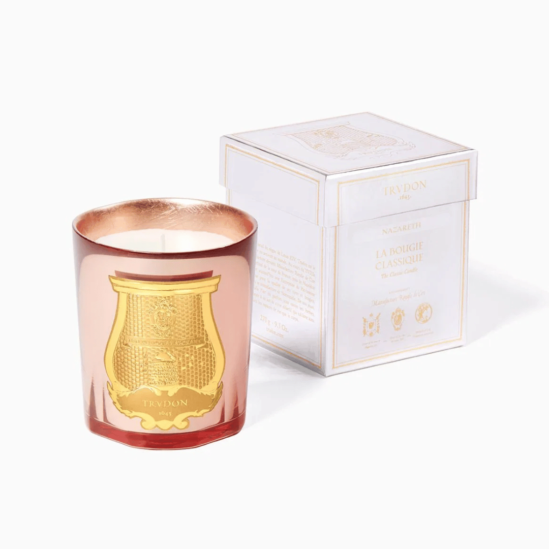 Trudon NAZARETH La Nuit des Glaces 2026 Duftkerze vor der Schachtel präsentiert bei scent amor Fachmann für feine Nischenparfums