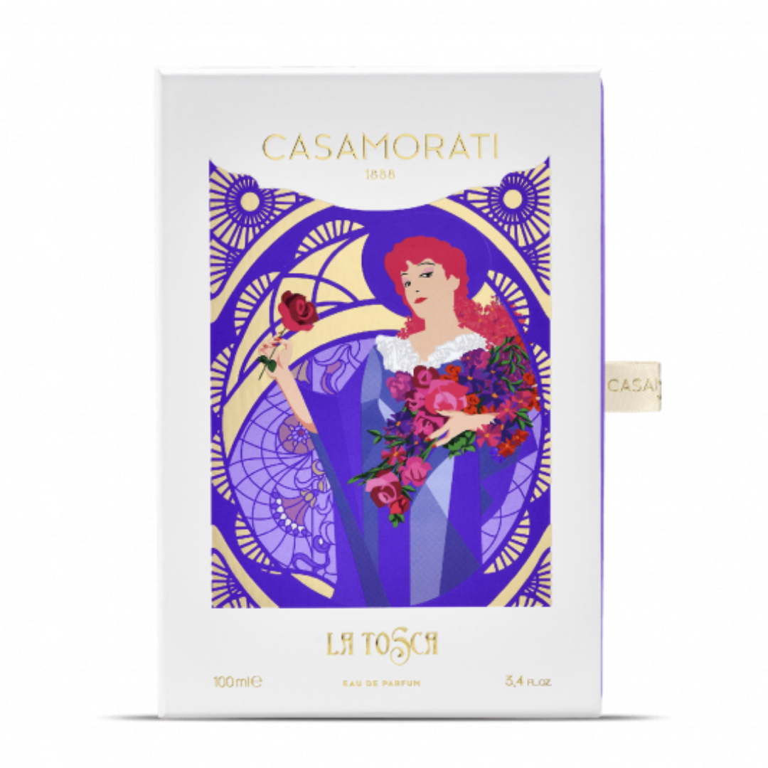 Kunstvoll gestaltete Verpackung von Xerjoff La Tosca Eau de Parfum – luxuriöser Nischenduft mit Opernflair, jetzt stilvoll bei scent amor auswählen