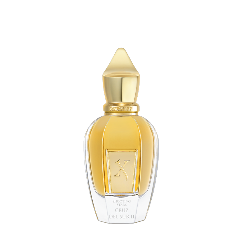 Freigestellter Flakon von Xerjoff Cruz del Sur II Eau de Parfum – ein exotisch-cremiger Nischenduft mit tropischer Tiefe aus der Shooting Stars-Kollektion, jetzt bei scent amor entdecken