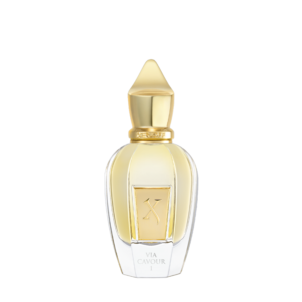 Freigestellter Flakon von Xerjoff Via Cavour 1 Eau de Parfum – ein opulenter Nischenduft mit gourmandiger Tiefe aus der Spotlight Collection, jetzt bei scent amor entdecken