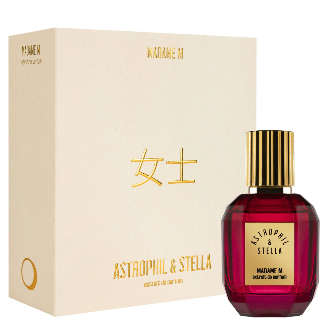 Astrophil & Stella Madame M Extrait de Parfum edles Duftset mit cremefarbener Box und goldenen Details luxuriöser Damenduft erhältlich bei scent amor
