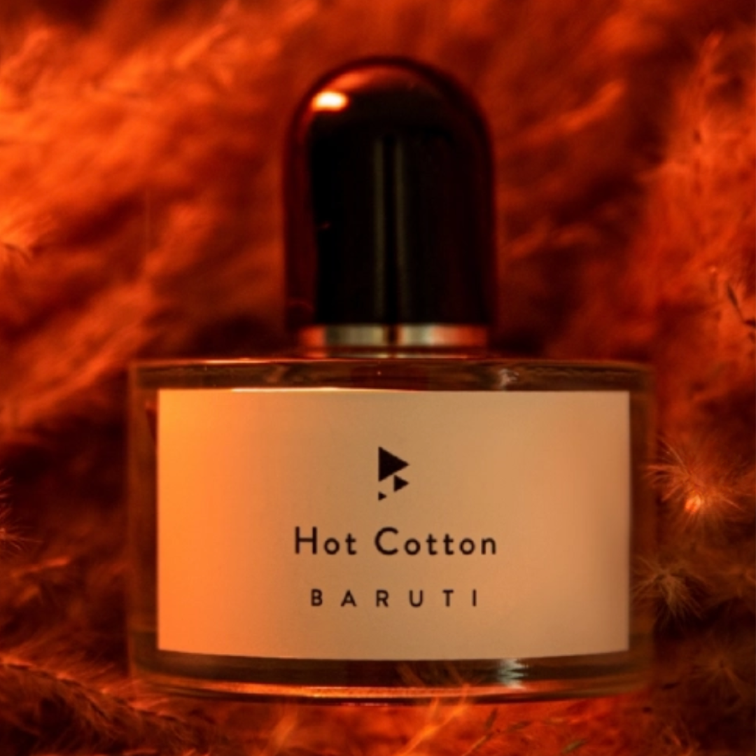 Baruti Hot Cotton Flacon roter Hintergrund