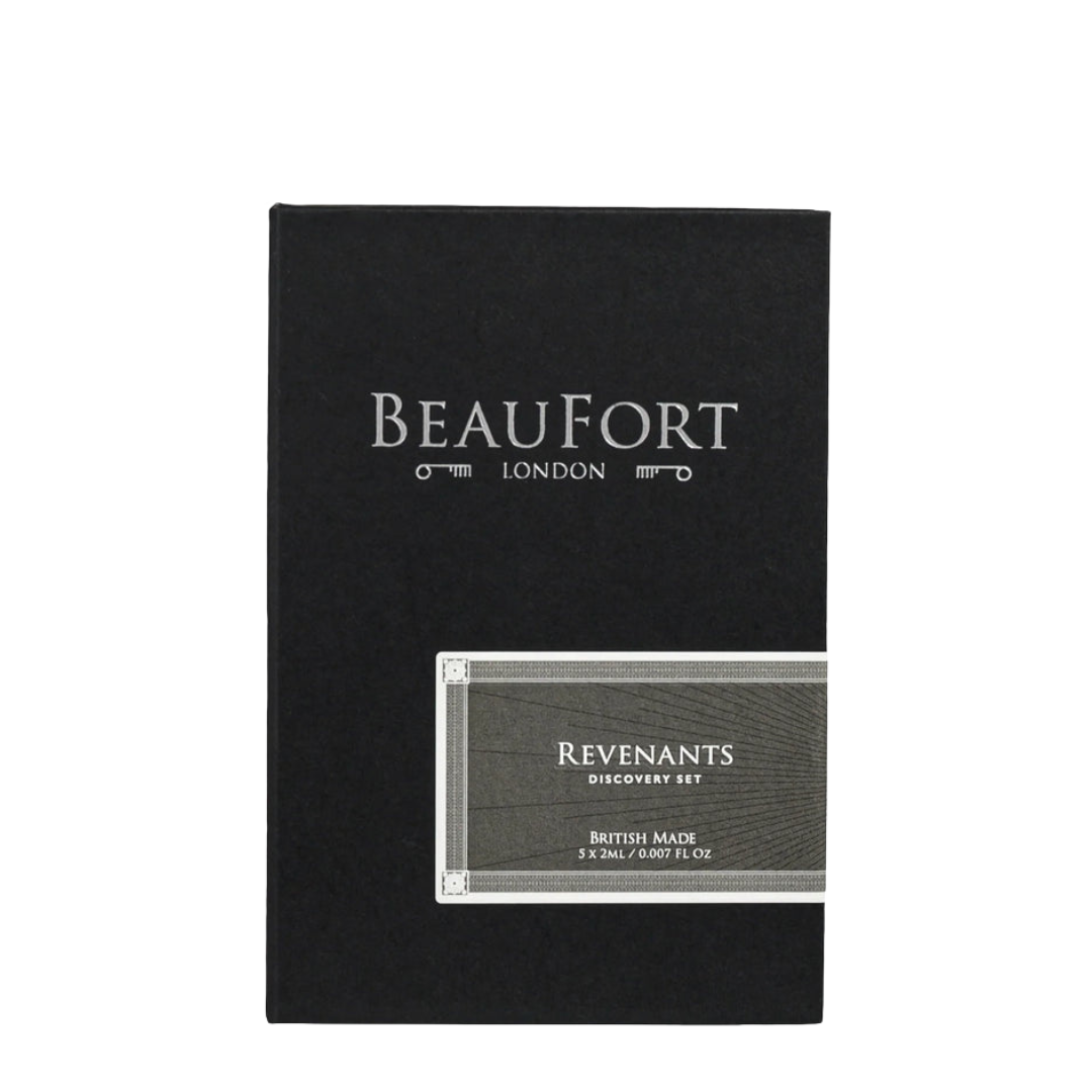 BeauFort London Revenants Discovery Kit elegante schwarze Box mit fünf Eau de Parfum Miniaturen britischer Nischenduft erhältlich bei scent amor