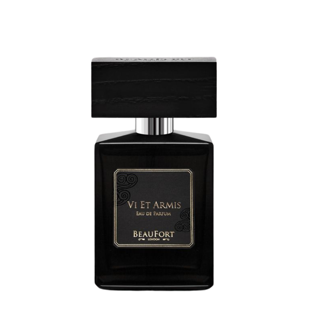 Flakon von BeauFort London Vi Et Armis Eau de Parfum, edler dunkler Duftflakon erhältlich bei scentamor