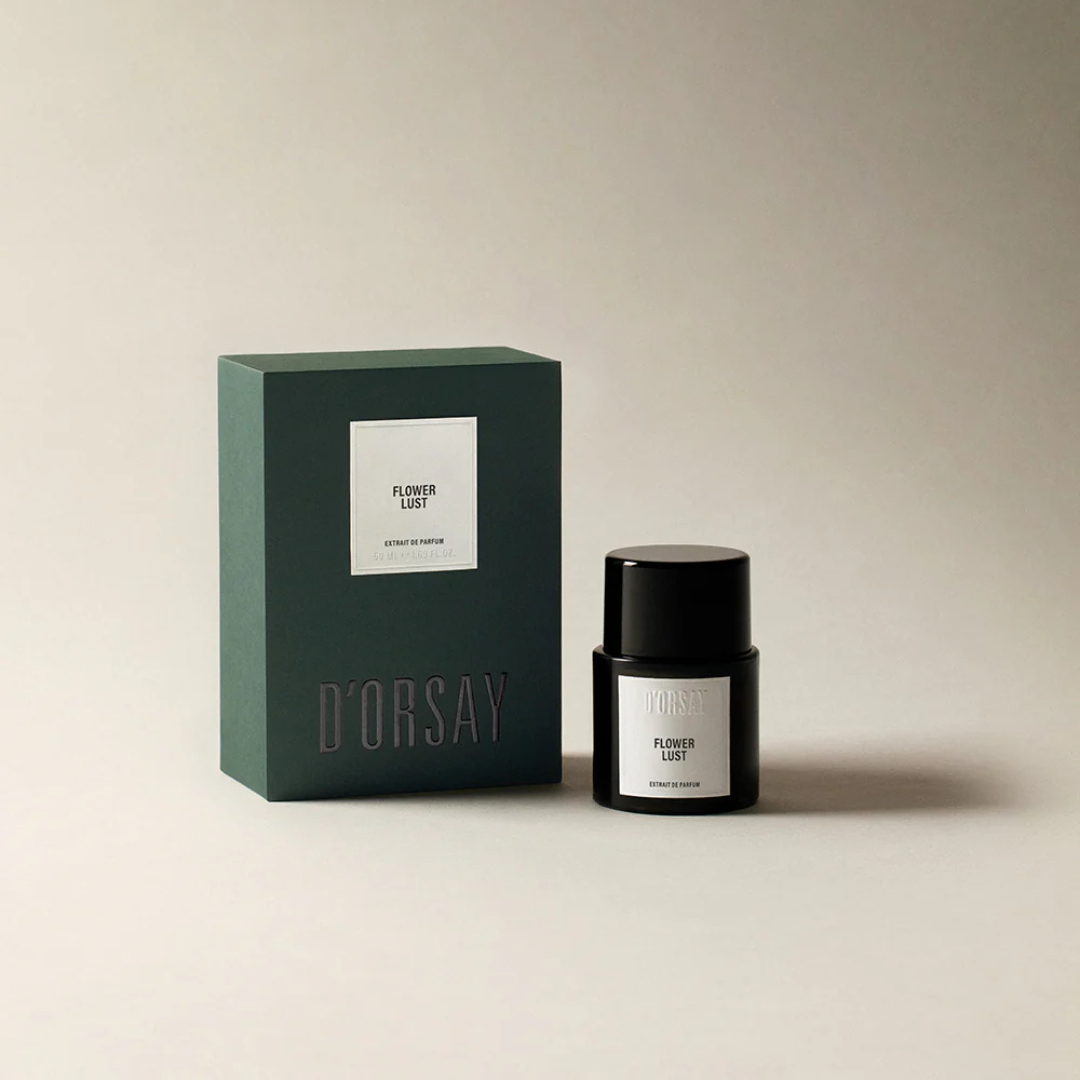 Flakon und Box von D'Orsay Flower Lust Extrait de Parfum – elegantes Parfumdesign für Liebhaber edler Nischenparfums bei scent amor