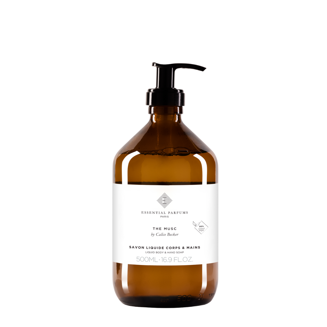 Essential Parfums The Musc Liquid Body & Hand Soap, sanft-moschusartige Reinigung für Hände und Körper, erhältlich bei scent amor.