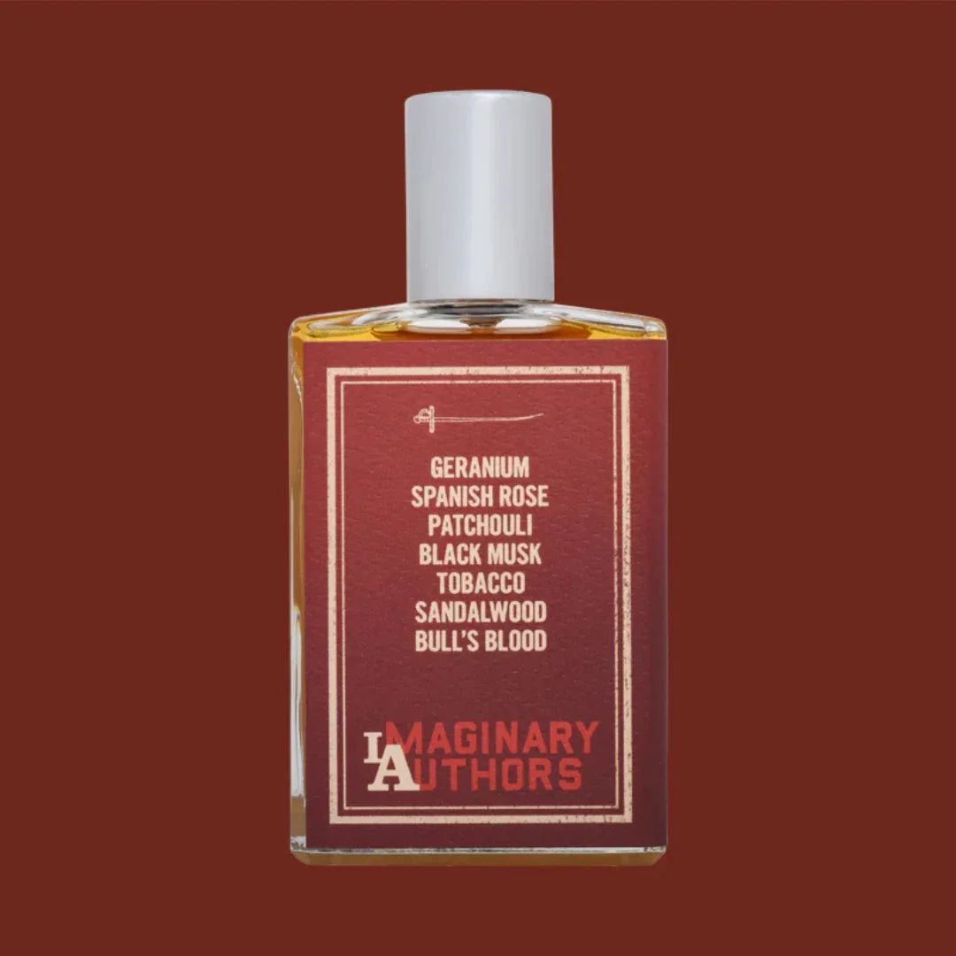Rückseite des Flakons von Imaginary Authors BULLS BLOOD Eau de Parfum – kunstvoll gestaltetes Parfum für Liebhaber außergewöhnlicher Düfte bei scent amor