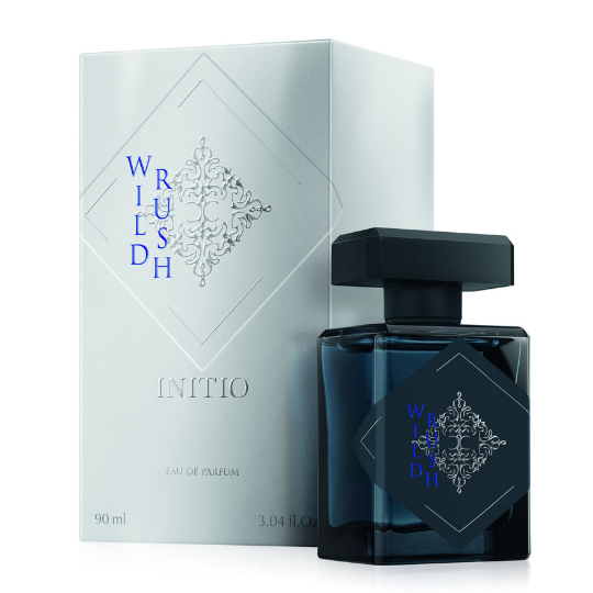 Initio Parfums Privés Wild Rush Eau de Parfum mit Flakon und heller Verpackung, elegantes Design trifft auf luxuriöse Präsentation, erhältlich bei scent amor.