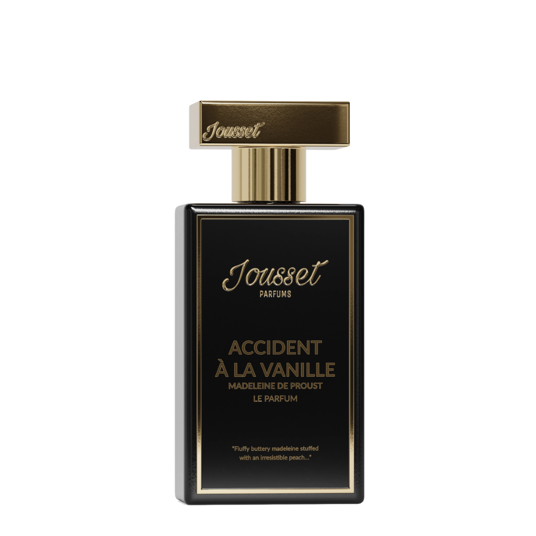 Freigestellter Flakon von Jousset Parfums Accident à la Vanille – Madeleine de Proust Eau de Parfum – gourmandiger Nischenduft voller Erinnerung und Süße bei scent amor entdecken