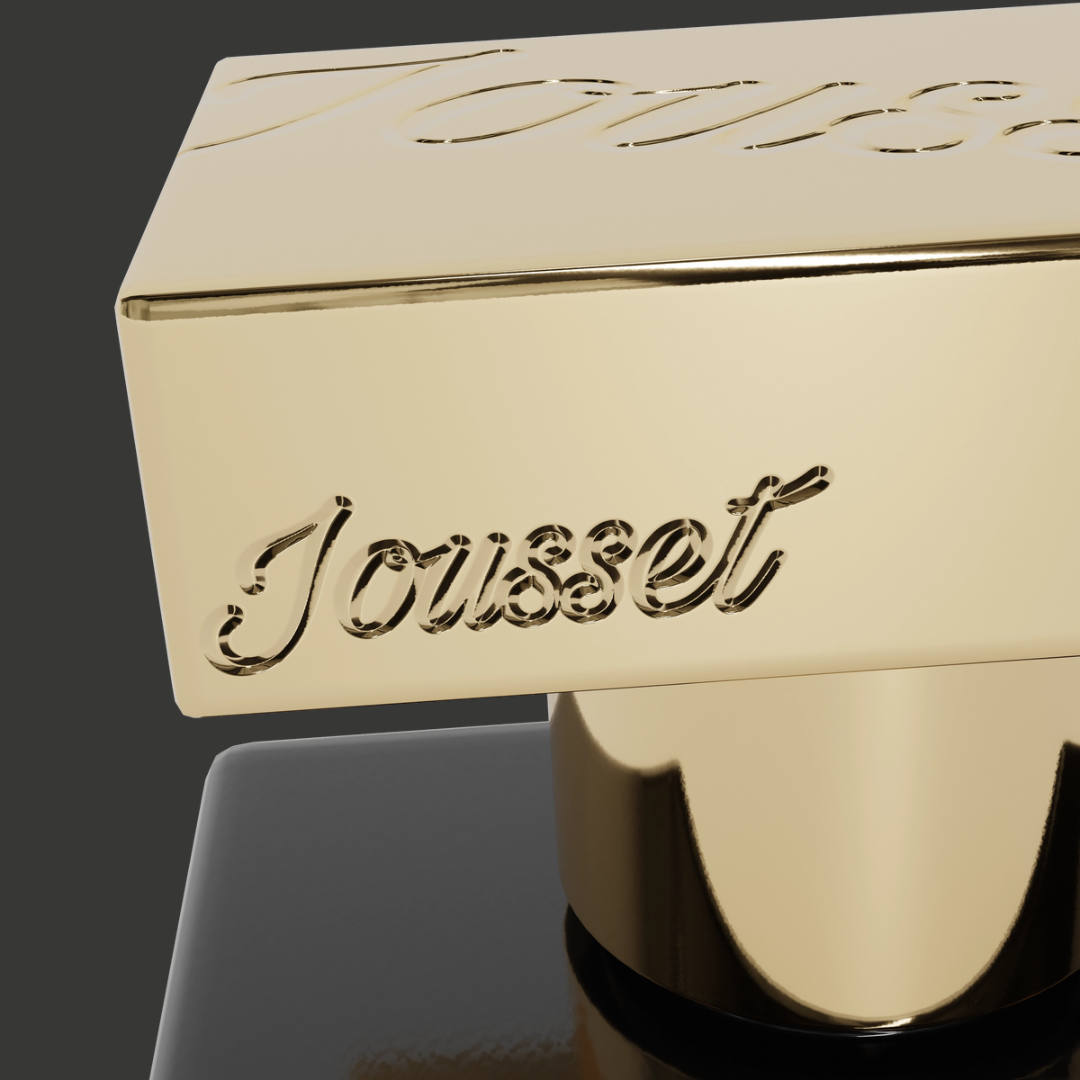Jousset Parfums – Logo auf goldenem Deckel des Flakons, luxuriös und kunstvoll gestaltet – erlebe es bei scent amor