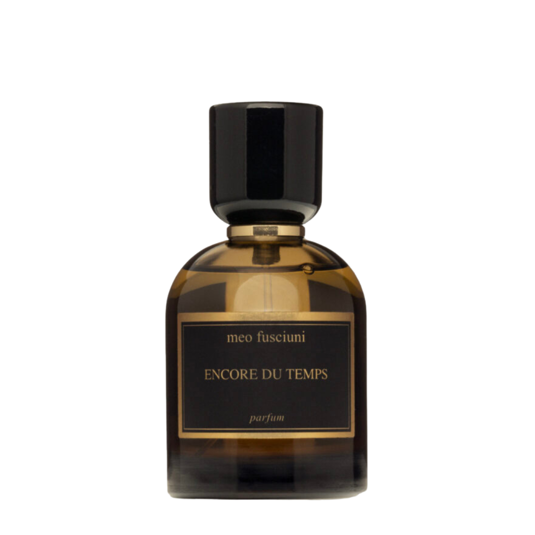 freigestellter Flakon von dem Eau de Parfum Encore Du Temps von Meo Fusciuni, warmer harzig-holziger Duft mit ruhiger, zeitloser Tiefe, erhältlich bei scent amor.