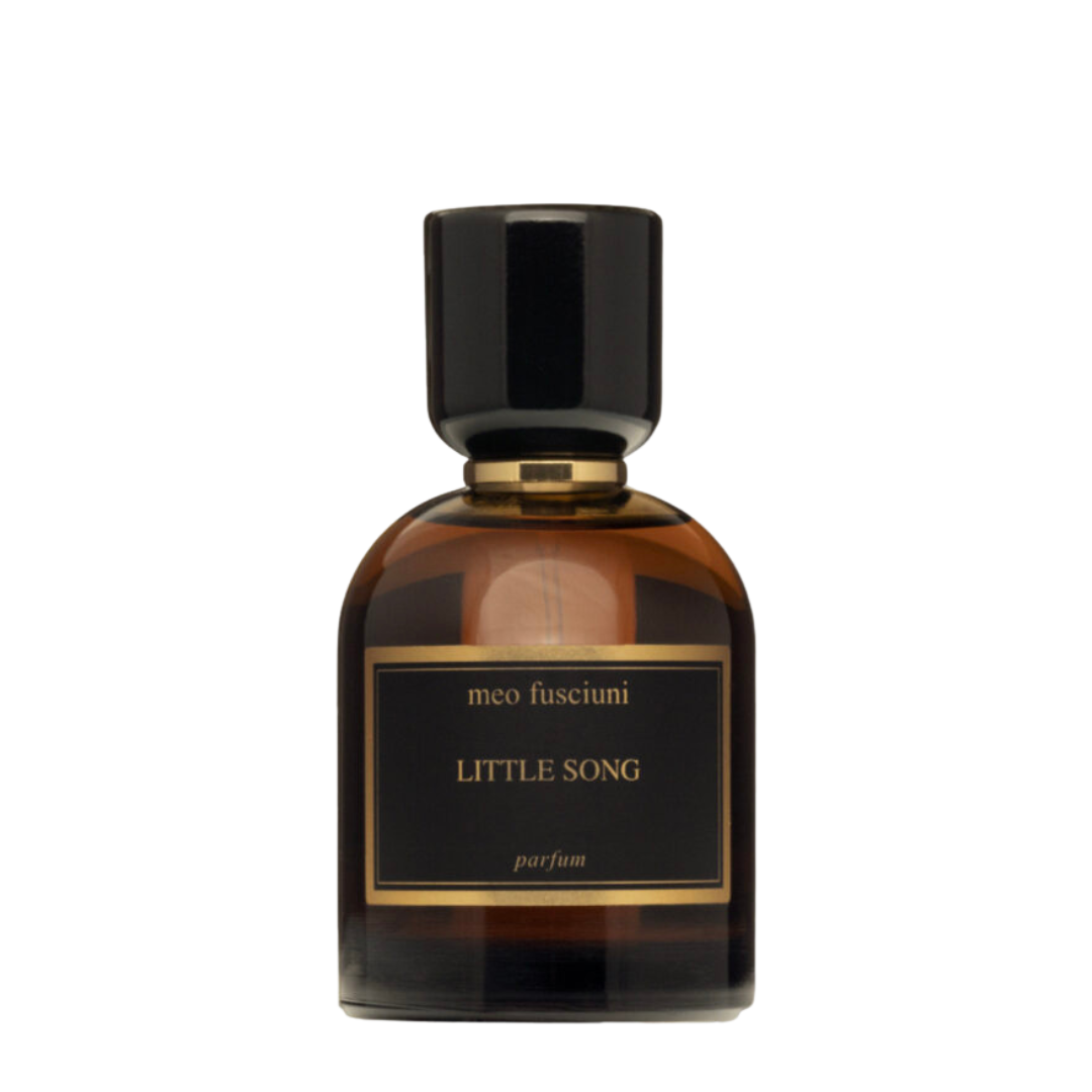 freigestellter Flakon von dem Eau de Parfum Little Song von Meo Fusciuni, warmer floraler Duft mit sanfter, poetischer Melancholie, erhältlich bei scent amor.
