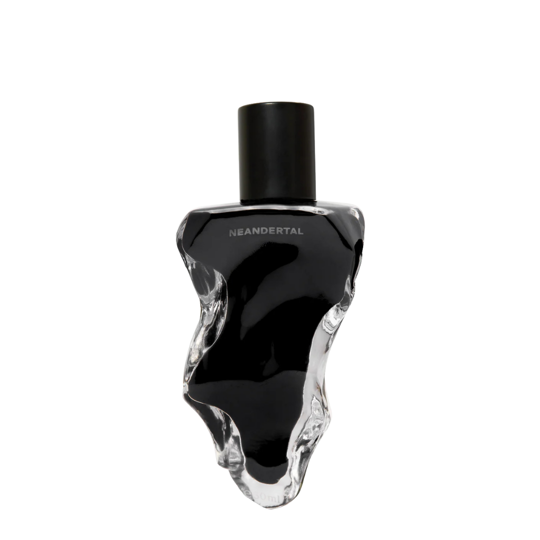 Neandertal was Eau de Parfum, skulpturaler schwarzer Flakon, avantgardistischer Nischenduft, erhältlich bei scent amor.