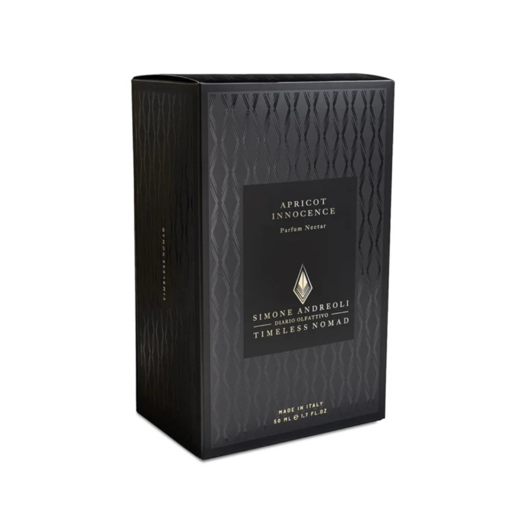 Box von Simone Andreoli Apricot Innocence Parfum Nectar – elegante Verpackung eines luxuriösen Nischenparfums bei scent amor