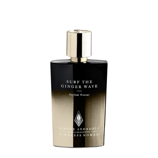 Simone Andreoli Surf the Ginger Wave Parfum Nectar, eleganter Flakon mit schwarzem Farbverlauf und goldener Kappe, frischer und würziger Nischenduft, erhältlich bei scent amor.