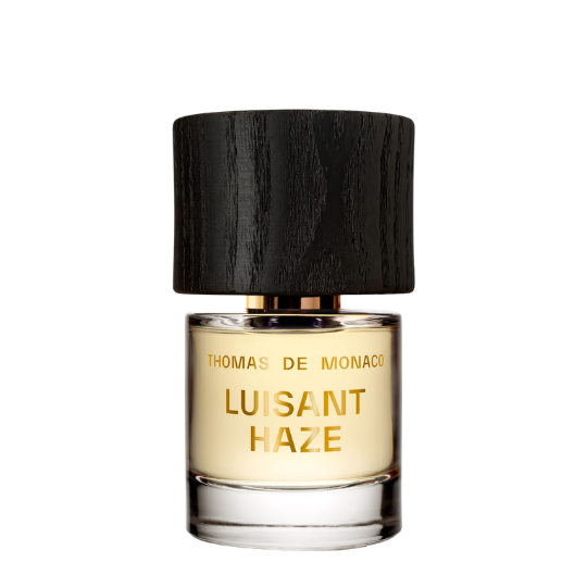 Thomas de Monaco Luisant Haze Extrait de Parfum, eleganter Flakon mit dunkler Holzoptik-Kappe und goldener Schrift, luxuriöser Nischenduft, erhältlich bei scent amor.